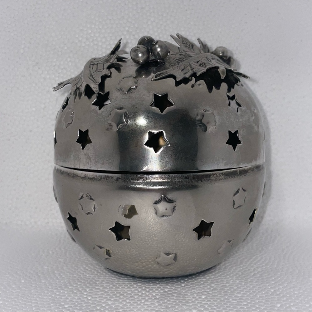 Department 56 Silver Holly Candle Holder Stars Christmas  Decoration